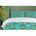 thumbnail image 3 of Ambesonne Cartoon Duvet Cover Sets, Monkey and Banana, 2-Queen, Turquoise and Chocolate, 3 of 6