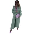 thumbnail image 1 of Suéter de punto con solapa de invierno para mujer, jersey de punto largo de talla grande y color liso con collage, 1 of 6