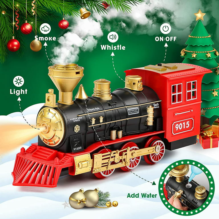  Hot Bee Model Train Set for Boys - Metal Electric Train Toys w/ Steam Locomotive, Glowing Passenger Carriages, Alloy Toy Train w/Rich  Tracks, Christmas Train Toys Gifts for 3 4 5 6