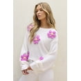 thumbnail image 4 of Women's White Floral Crochet Chunky Knit Sweater, 4 of 12