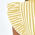 thumbnail image 4 of asdoklhq Summer Womens Dresses Midi Dresses Women's Short-sleeved V-neck Striped Dress Yellow L, 4 of 5