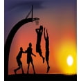 thumbnail image 3 of Teen Room Decor King Size Duvet Cover Set, Boys Playing Basketball at Sunset Horizon Sky Dramatic Scene, Decorative 3 Piece Bedding Set with 2 Pillow Shams, Dark Coral Black Yellow, by Ambesonne, 3 of 3