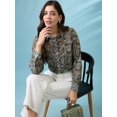 thumbnail image 5 of Globus Women Cuffed Sleeves Animal Print Georgette Workwear Shirt, 5 of 6