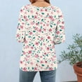 thumbnail image 6 of CYMMPU Floral Pattern Button up V Neck Blouses for Women Dressy Casual 3/4 Sleeve Loose Fit Tunic Tops Spring Tops Fall Fashion Shirts Business Elegant Work Topss Pink L, 6 of 7