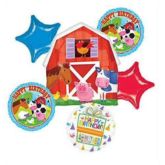 Farm Animal Birthday Party Supplies and Barn Balloon Bouquet Decorations