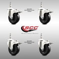 thumbnail image 2 of 4 Inch 316SS Soft Rubber Swivel 3/8 Inch Threaded Stem Caster Set Lock Brake SCC, 2 of 2