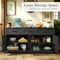 thumbnail image 5 of 63" Sideboard Buffet Cabinet with 3 Drawers and 4 Doors, Farmhouse Console Table with Adjustable Shelf, Coffee Bar Cabinet for Dining Room, Living Room, Black, 5 of 9
