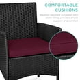thumbnail image 5 of Best Choice Products 3-Piece Outdoor Wicker Conversation Patio Bistro Set, w/ 2 Chairs, Table - Black/Deep Burgundy, 5 of 8