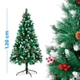thumbnail image 2 of Arbol de Navidad Elegante y fino con frutos rojos y piñas nevado de 1.20  mts de altura, 2 of 7