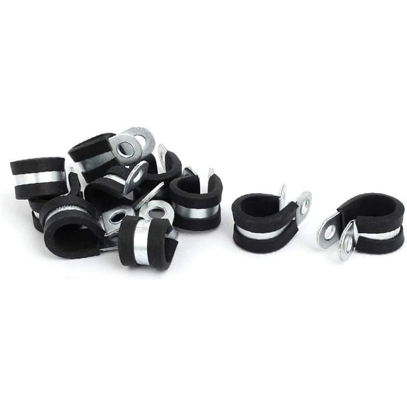 New 14mm Dia Featured Rubber Lined R reliable efficacy Shaped Zinc Plated Pipe Clip Cable Clamp 10pcs(id:cbe c8 03 f83)