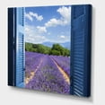 thumbnail image 3 of Designart Lavender Field Through Blue Open Cottage Window Canvas Wall Art, 3 of 4