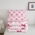 thumbnail image 5 of Erosebridal Kawaii Bow Comforter Sets King Size, Cartoon Bowknot Comforters & Duvets, Geometry Stripe Decor, Reversible 3-Piece, 5 of 7