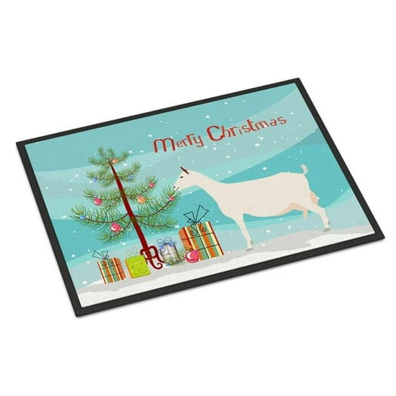Caroline's Treasures BB9256MAT Saanen Goat Christmas Door Mat, Indoor Rug or Outdoor Welcome Mat 18x27 Doormat , 27"L x