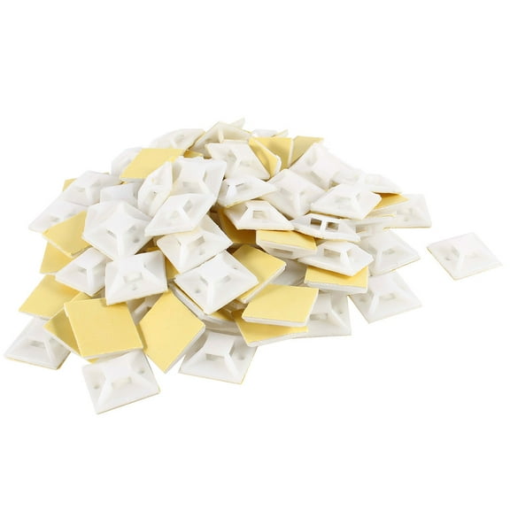 Unique Bargains Self Adhesive 1" x 1" Cable Zip Tie Mounting Base White 100pcs