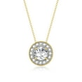 thumbnail image 3 of RYLOS Halo Designer Matching Set Yellow Gold Plated Silver: Ring, Earrings & Necklace. Gemstone & Diamonds, 4MM White Topaz April Birthstone; Size 10, 3 of 6