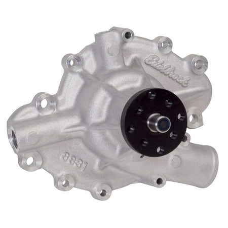Edelbrock 8831 Victor Series Water Pump; Short-Style; Standard Rotation; 5/8 in. Pilot Shaft; 4 7/16 in. Block To Hub Height; 3/4 in. Ball/Ball Bearing; 1.80 in. Inlet; Satin Finish;