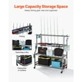 thumbnail image 5 of Rolling Fishing Rod Holder for Garage - 15-Pole Portable Storage Rack, Fishing Gear Organizer with Wheels, 5 of 10