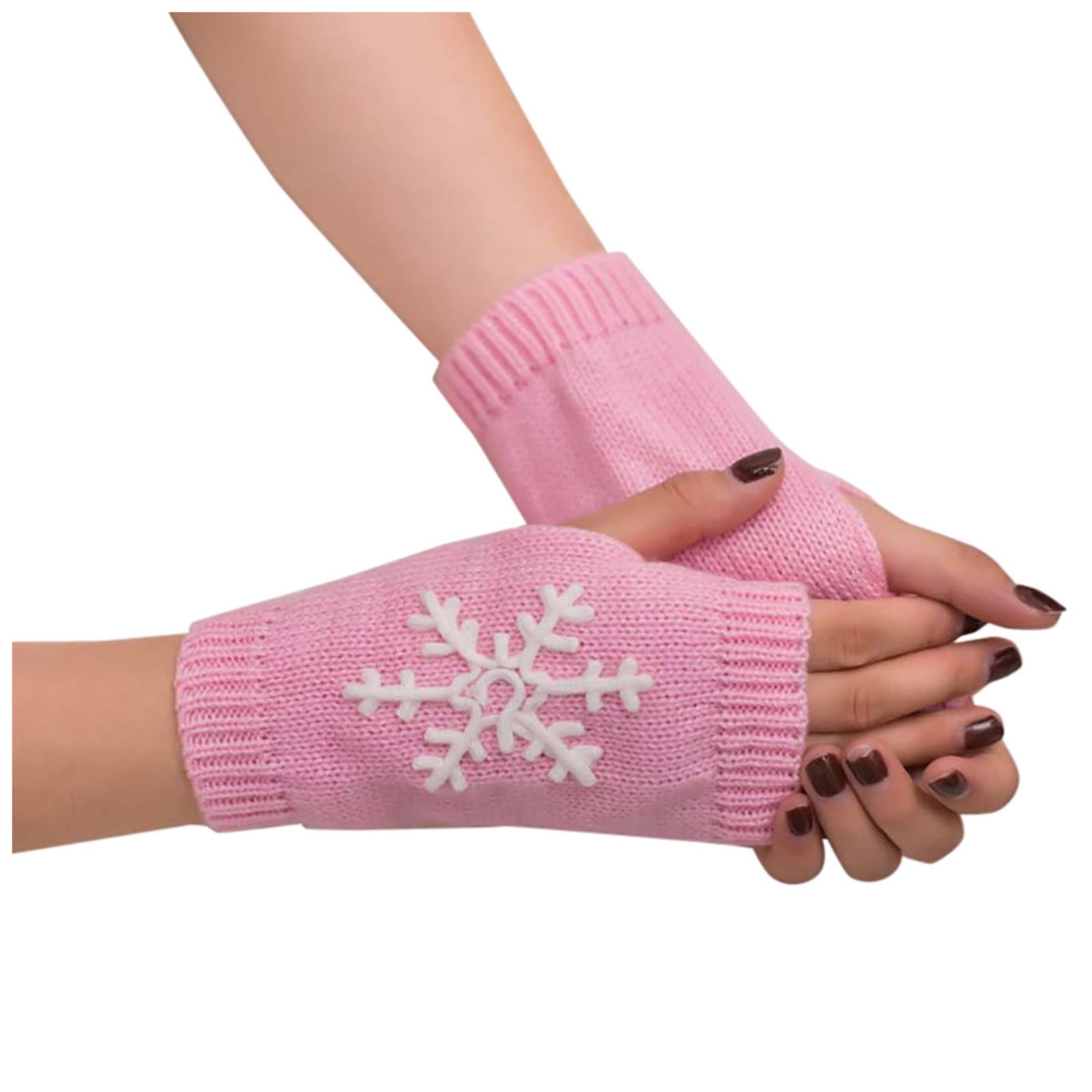 Lady Knitted Fingerless Gloves Winter Arm Warmer Gift Crochet Button Warm Mitten 