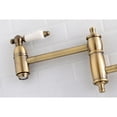 thumbnail image 3 of Kingston Brass KS3103PL Restoration Wall Mount Pot Filler Kitchen Faucet, Antique Brass, 3 of 5
