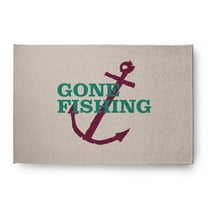 4' x 6' Simply Daisy Gone Fishing Beach Style Chenille Area Rug, Kelly Green