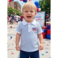 thumbnail image 3 of BemeyourBBs Toddler Baby Boy 4th of July T Shirt Outfit Patriot Independent Day Clothes Baby Girl Fourth of July Outfit American Flag Embroidery Waffled Striped Short Sleeve Lapel Collar Shirts Tops, 3 of 9