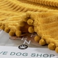 thumbnail image 3 of DISSA Flannel Fleece Blanket Soft Large Throw Blanket with Pompom Fringe Lightweight Cozy Plush Blanket Fit Sofa Bed(Mustard Yellow,51x63"), 3 of 10