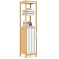thumbnail image 1 of Gymax Armoire de Salle de Bain Haute en Bambou avec Étagère Ajustable et Placard, 1 of 10