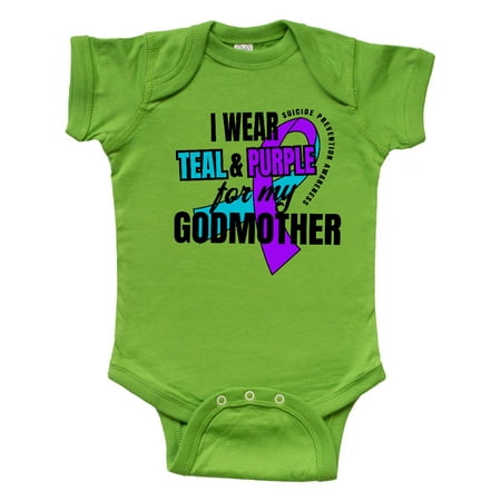 

Inktastic Suicide Prevention I Wear Teal and Purple for My Godmother Gift Baby Boy or Baby Girl Bodysuit
