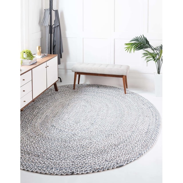 Unique Loom Braided Chindi Collection Casual Modern Gray Oval Rug (5' 0 x 8' 0)