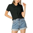 thumbnail image 6 of MODA NOVA Junior's Sweet Peter Pan Collar Button Down Blouse Black S, 6 of 6