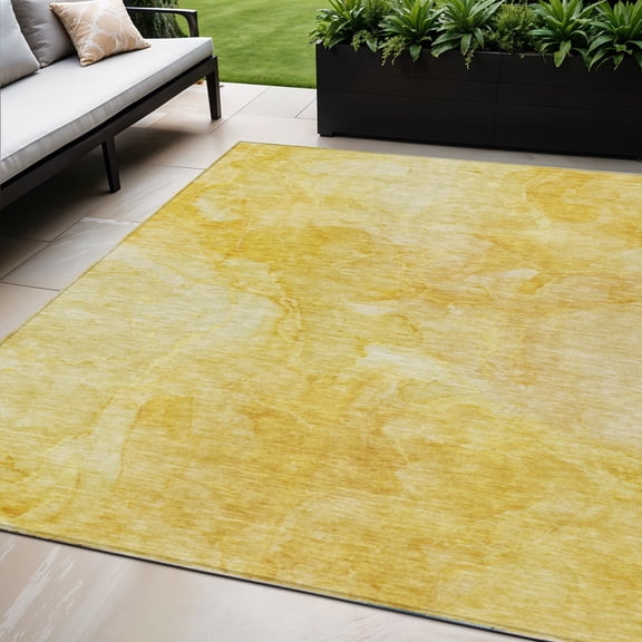 HomeRoots 581732 5 x 8 ft. Nautical Washable Indoor & Outdoor Rectangle Area Rug, Gold & Yellow