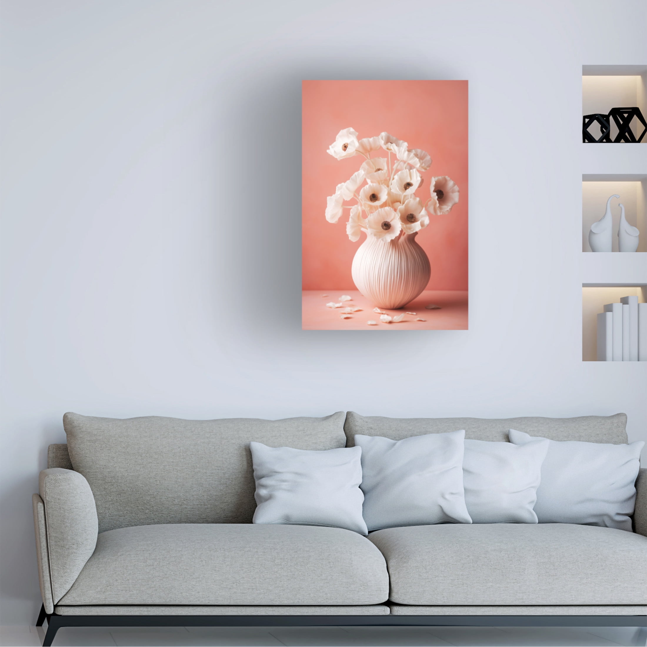 Trademark Fine Art Treechild  White Poppy On Coral Background Canvas Wall Art