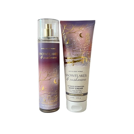 Bath and Body Works Snowflakes & Cashmere Fragrance Mist & Body Cream Set