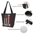 thumbnail image 3 of Defioc USA Flag Cross Print Tote Bag for Women,Shoulder Bag with Zipper Casual Tote's Handbag Big Capacity Shoulder Bag with Inner Pocket Fit for Shopping,Office,Travel, 3 of 7