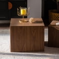 thumbnail image 4 of kevinplus 34.47'' Square Small Coffee Table Set of 2 for Living Room, Modern Mid-Century Nesting Side End Table, No Assembly, Walnut, 4 of 12
