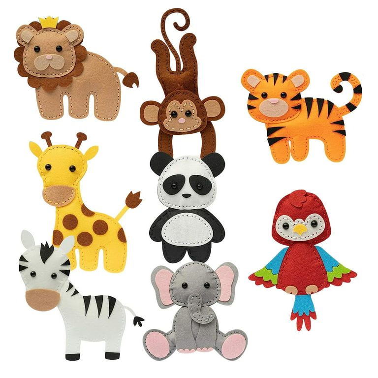 Zoo Felt Animal Sewing Kits Stuffed Animals Set Felt Animals Felt Felt  Plush Ornaments Set for Beginner Girls Boys Teens style A 