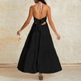 thumbnail image 4 of LWavelet Womens Halter V Neck Tiered Maxi Dress Summer Beach Vacation Daily Casual Dress Black M, 4 of 5
