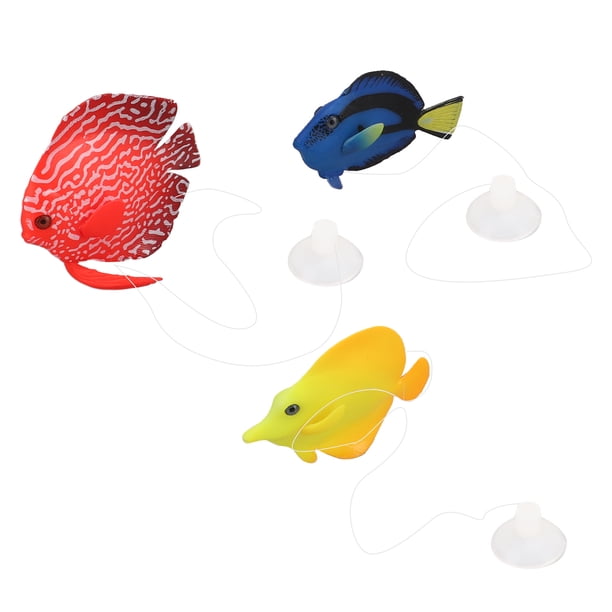 Pez payaso artificial de silicona, 3 piezas de silicona flotante brillante decoración de acuario Pez payaso falso de silicona brillante construido para precisión Jadeshay A
