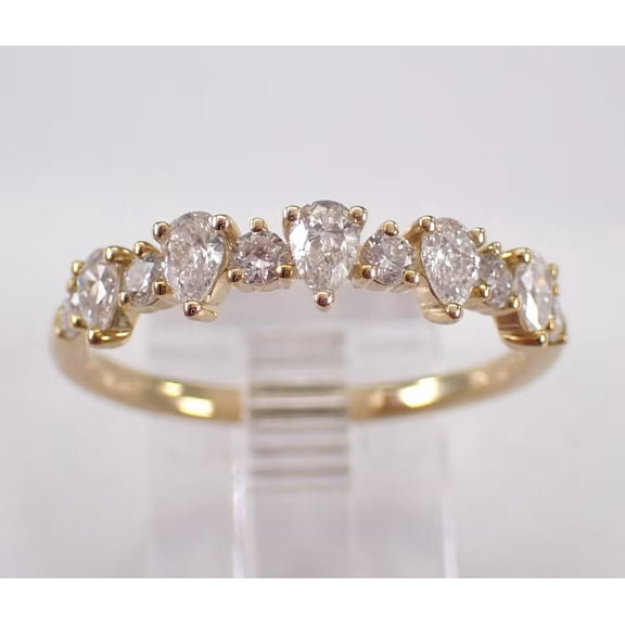 1Ct Pear Cut Lab Created Women's Stacking Anniversary Band 14K Yellow Gold Plated
