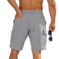 thumbnail image 5 of Domzle Mens Cargo Shorts Casual Drawstring Elastic Waist Stretch Shorts with Pockets Button Closure for Summer Work Outdoor Light Gray L, 5 of 10