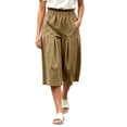 thumbnail image 2 of Guluxicc Women's Cotton Cropped Pants with Pockets Elastic Waist Wide Leg Capris for Everyday Wear Summer Casual Outfits, 2 of 9