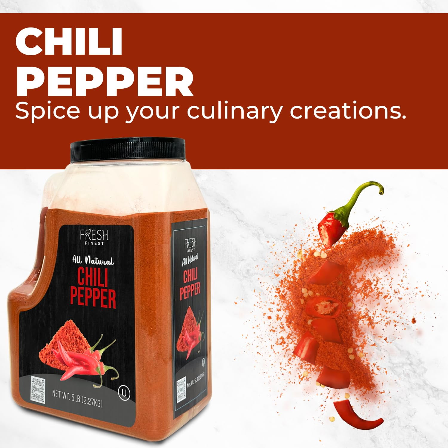Bulk Spices Commercial and Home Cooking 5 LB Chili Powder - Red Pepper Seasoning, Freshly Packed at the Source Non-GMO, Ground Red Chili Best for Stews, Meat Rubs, Salsa, and More - 5 LB