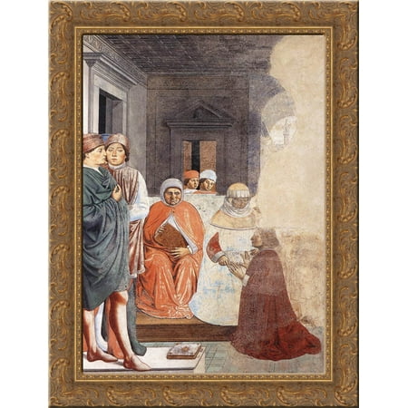 St. Augustine at the University of Carthage 24x18 Gold Ornate Wood Framed Canvas Art by Benozzo