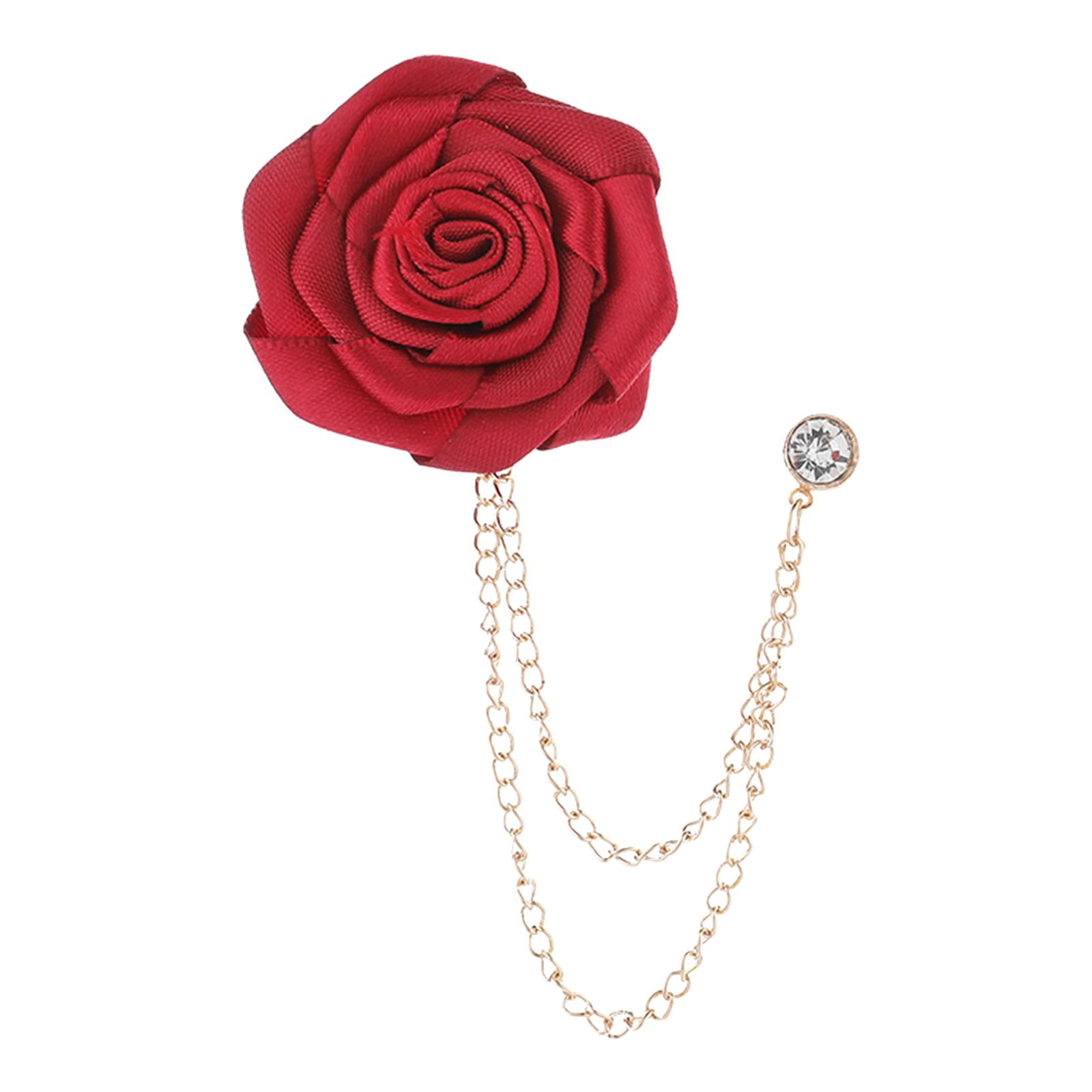 Crowned Stone Brooch With Spiral Flower & Tassel Chain - Elegant Lapel Pin For Suits, Shirts, Scarves & More | Unisex Accessories