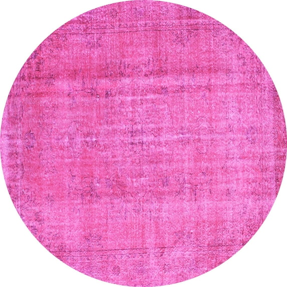 Ahgly Company Indoor Round Abstract Pink Contemporary Area Rugs, 6' Round
