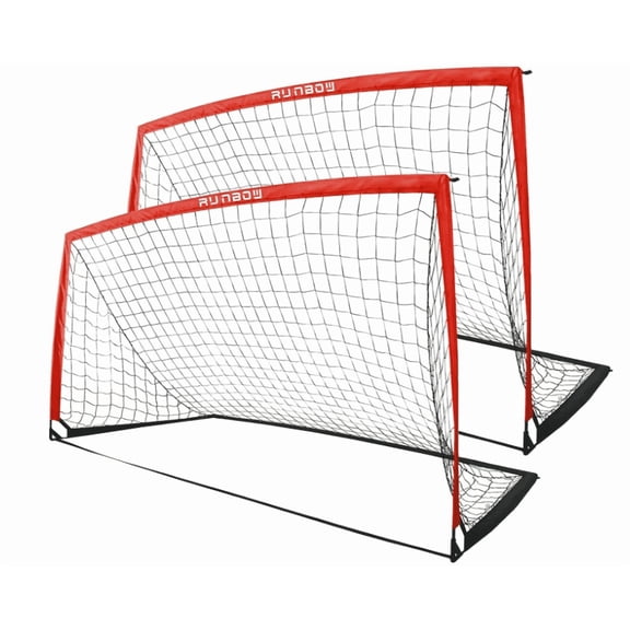 Portable Soccer Goals Set of 2 for Kids Adults 9x5 ft Backyard Practice Red