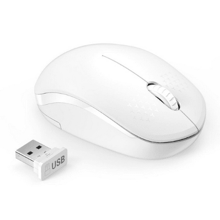 Wireless Mouse 2.4G Mini Mouse Optical Silent-Click Mouse For Laptop, Computer, PC, Mac (White)