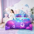thumbnail image 4 of Manfei Kids Cute Axolotl 7 Pieces Bedding Comforter Set,Ocean Sealife Full Bedding Set For Girl,Kawaii Animal Cartoon Salamander Fitted Sheet Flat Sheet For Teens,Bed Set Bedroom Decor Reversible, 4 of 8