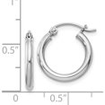 thumbnail image 4 of Sterling Silver Rhodium-Plated 2mm Round Hoop Earrings (17 X 15) Made In Mexico qe797, 4 of 5