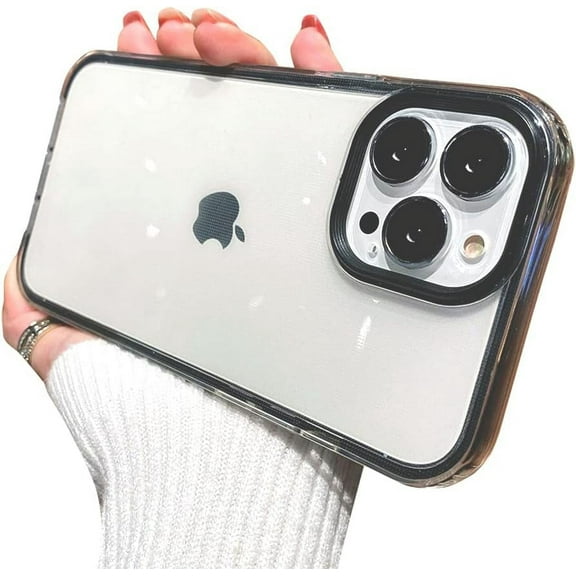 Compatible with iPhone Case,Cute Bumper Frame Drop Protection Not Yellowing Clear Soft Shockproof Cover Phone Case (Black,iPhone 14 Pro Max)
